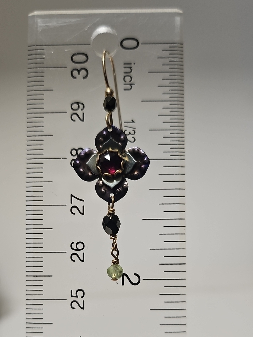 Holly Yashi Niobium Garnet Crystal Dangle Earrings - Picture 3 of 8